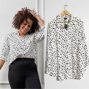 Torrid Black and White Polka Dot Milly Buttondown